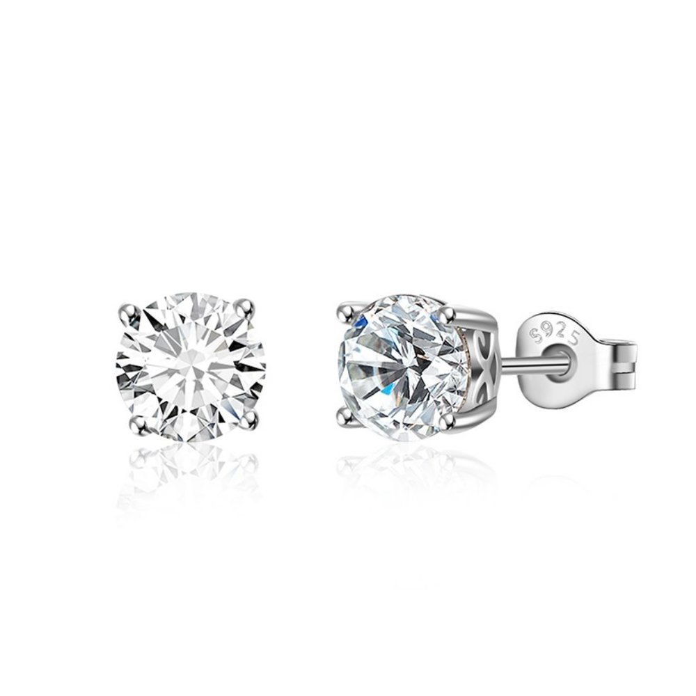 Silver Studs 6 mm Made with White Crystals From SWAROVSKI(R)